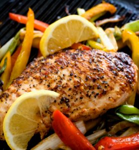 grilled chicken and vegetables